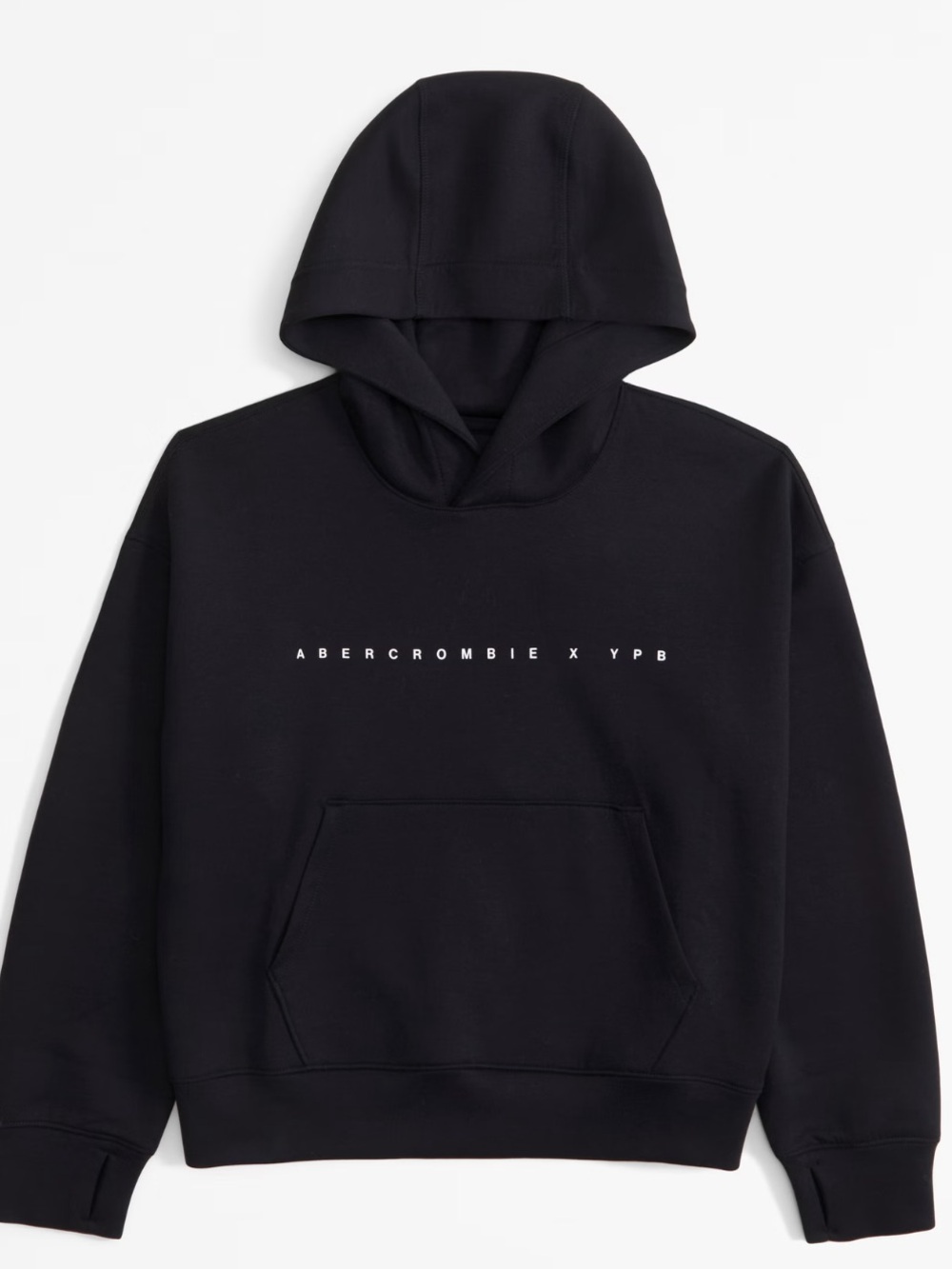 Abercrombie Kids x YPB Black Athletic Hoodie with Thumb Holes Size 11/12